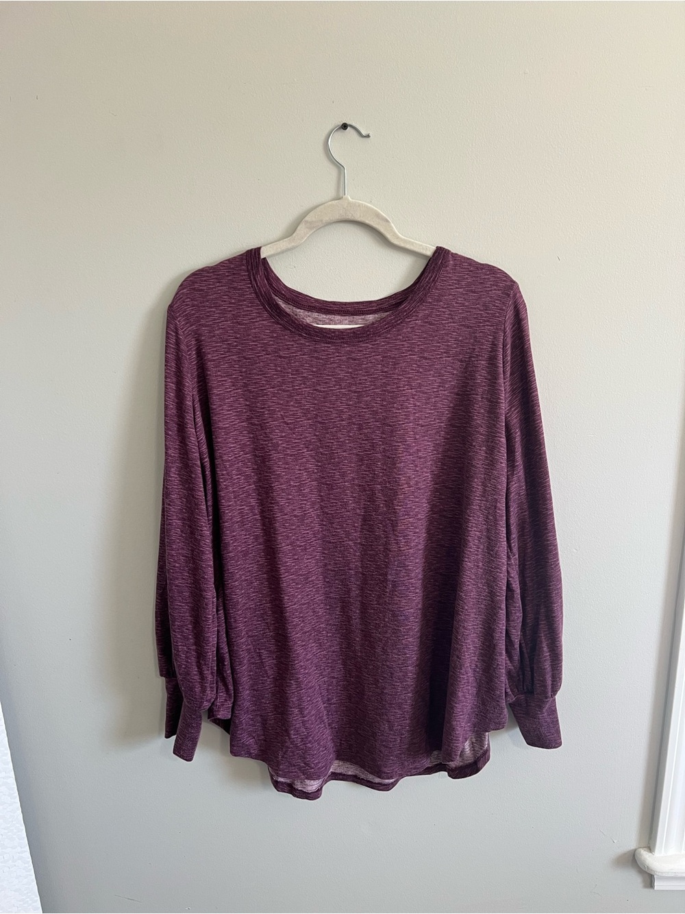 Maurices 24/7 Plum Heather Long Sleeve Crewneck Top